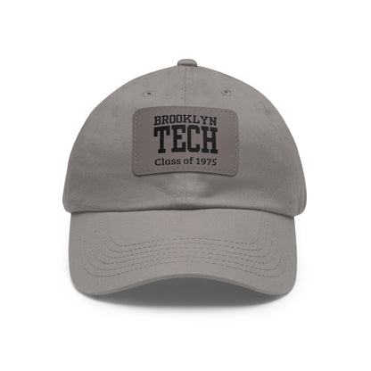 Classic Brooklyn Tech - Hat with Leather Patch (Rectangle) - Class of 1975 - Black & White fonts