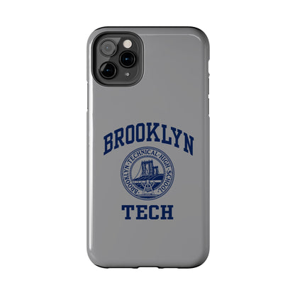 Classic Logo with Brooklyn Tech - Tough Phone Case - Grey with Navy-Blue graphics