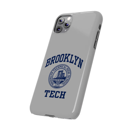 Brooklyn Tech Slim Phone Case - Grey with Navy-Blue Logo