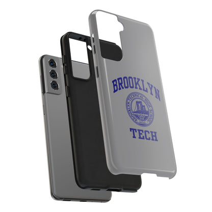 Brooklyn Tech Classic Logo - Tough Phone Case - Grey with Navy-Blue graphics