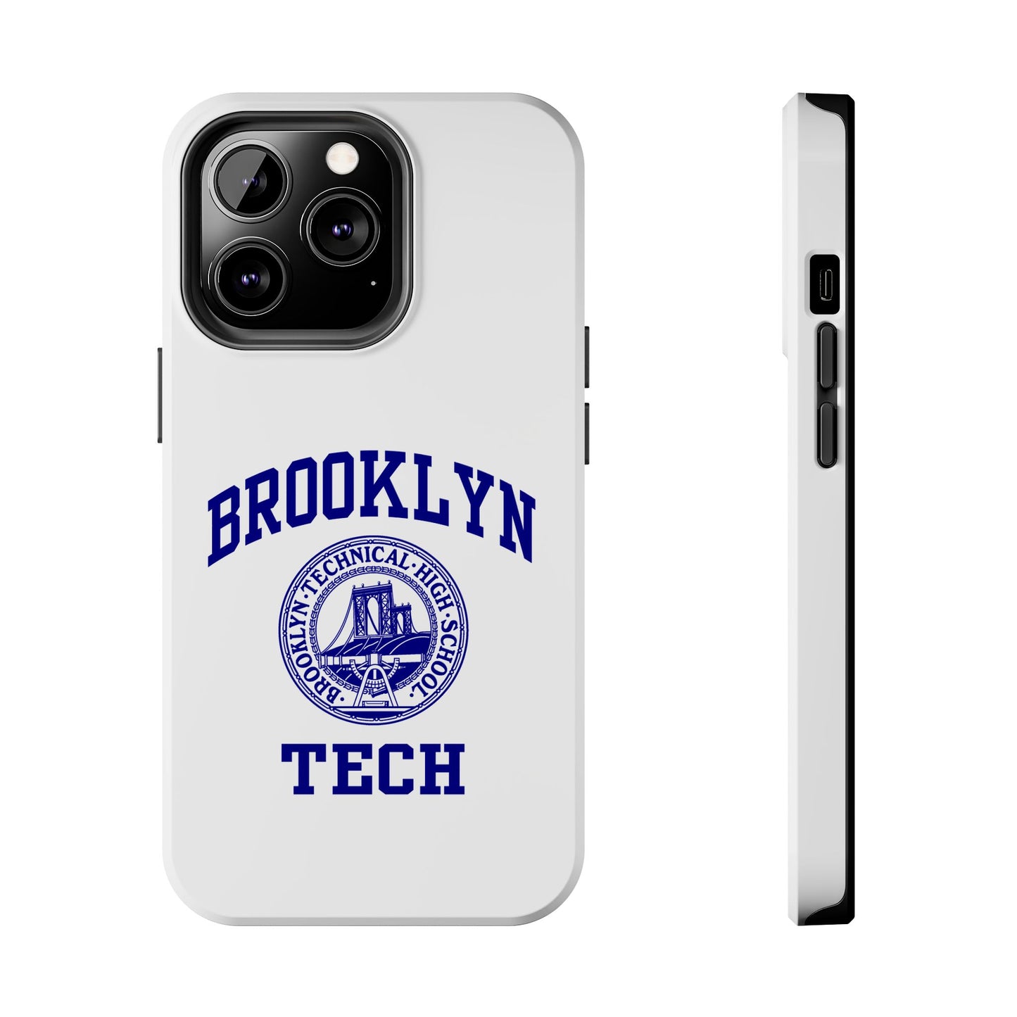 Brooklyn Tech Classic Logo - Tough Phone Cases - White With Navy-Blue Graphic