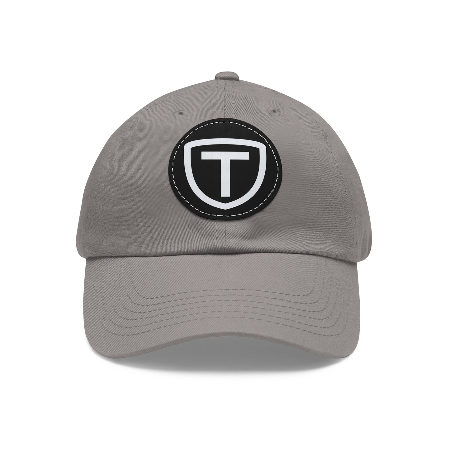 Shield With T Logo - Hat With Circular Leather Patch - White