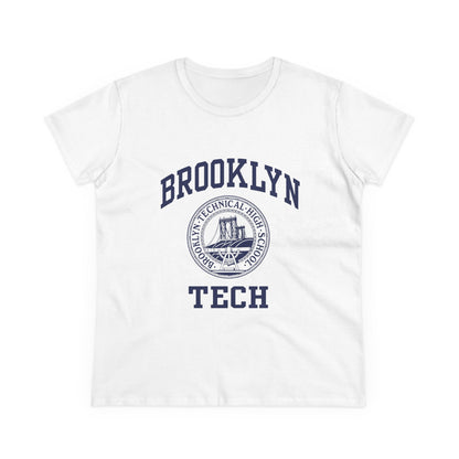 Classic Logo with Brooklyn Tech - Gildan's Ladies Midweight Cotton T-Shirt