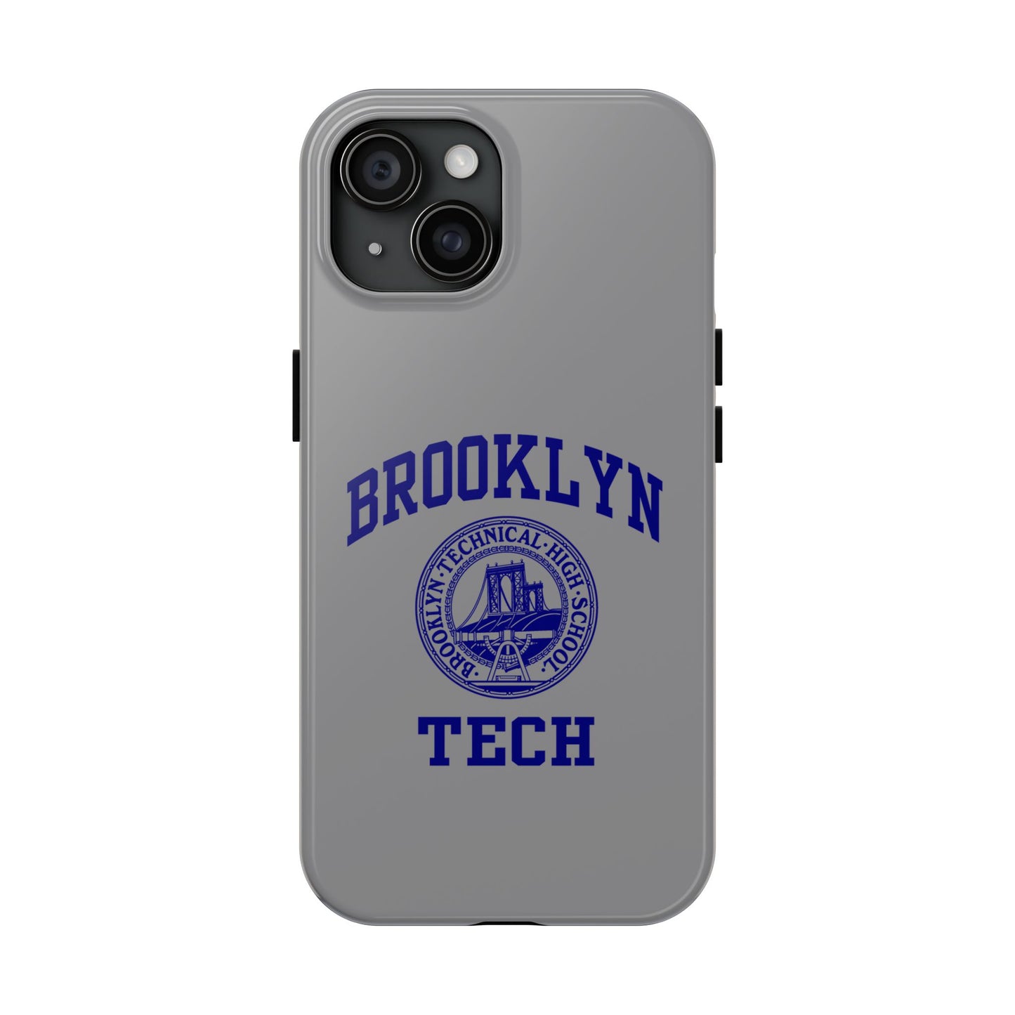 Brooklyn Tech Classic Logo - Tough Phone Case - Grey with Navy-Blue graphics