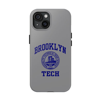 Brooklyn Tech Classic Logo - Tough Phone Case - Grey with Navy-Blue graphics