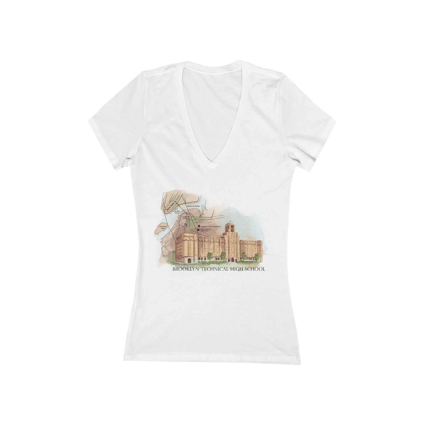 Boutique - Tech Building & Color Map - Ladies Deep V-Neck T-Shirt