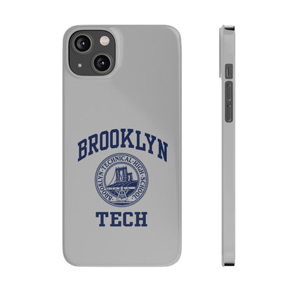 Brooklyn Tech Slim Phone Case - Grey with Navy-Blue Logo