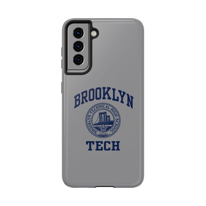 Classic Logo with Brooklyn Tech - Tough Phone Case - Grey with Navy-Blue graphics