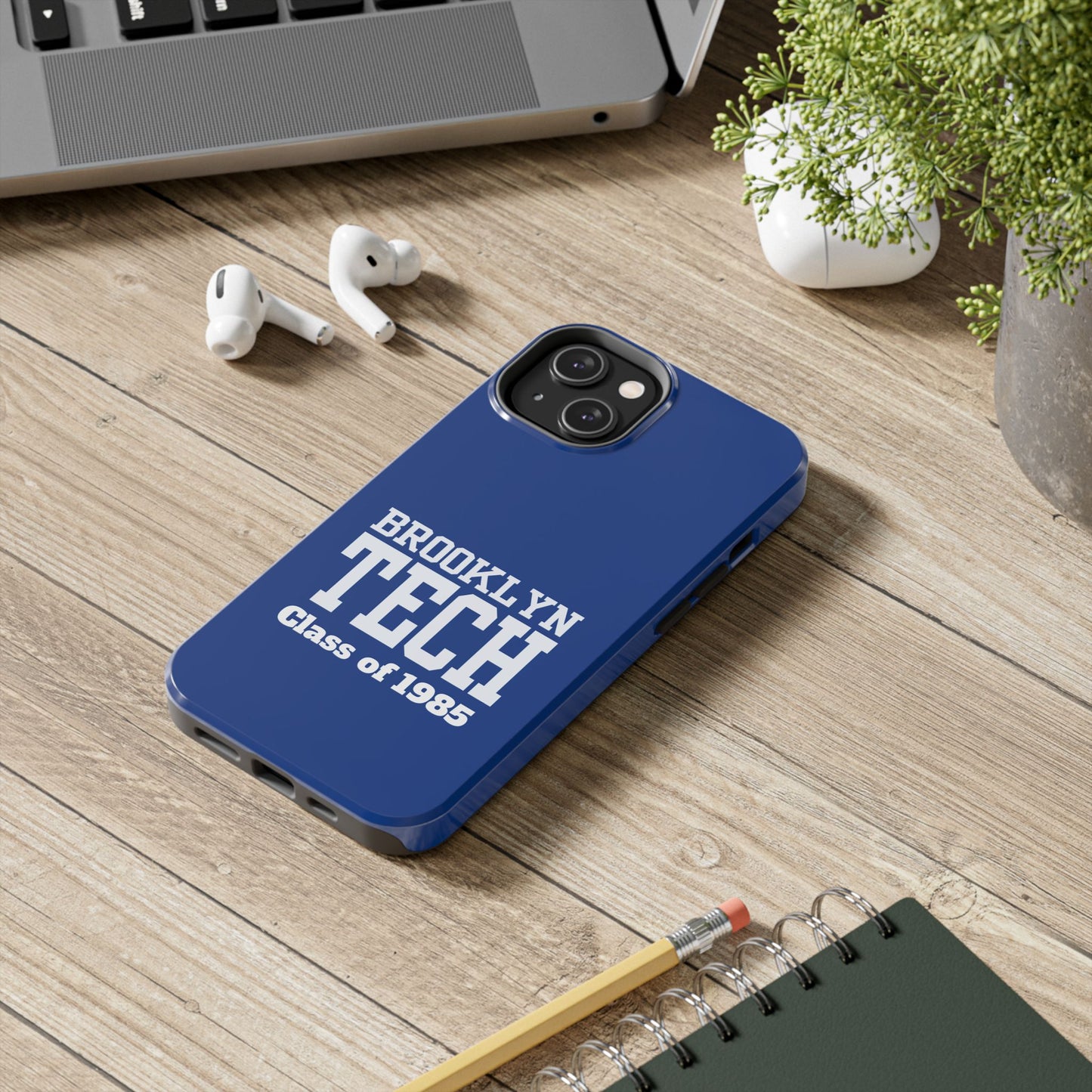 Brooklyn Tech Class Of 1985 Tough Phone Case - Navy-Blue With White Graphics