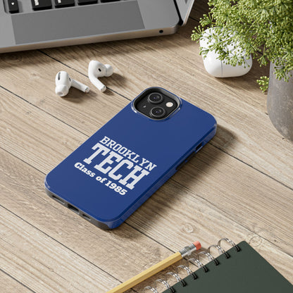Brooklyn Tech Class Of 1985 Tough Phone Case - Navy-Blue With White Graphics
