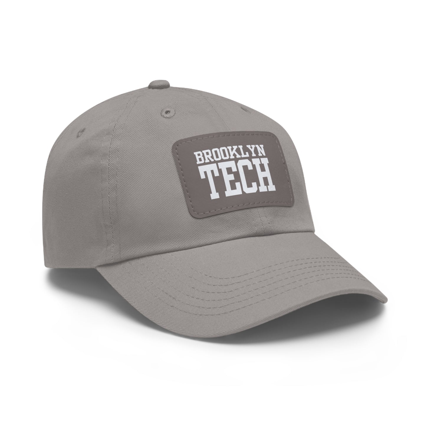 Brooklyn Tech - Hat With Leather Patch - Classic White Font (rectangle)