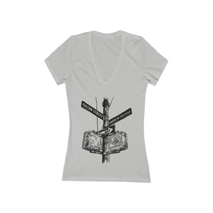 Boutique - Fulton Street & Brooklyn Tech Place - Ladies Deep V-Neck T-Shirt