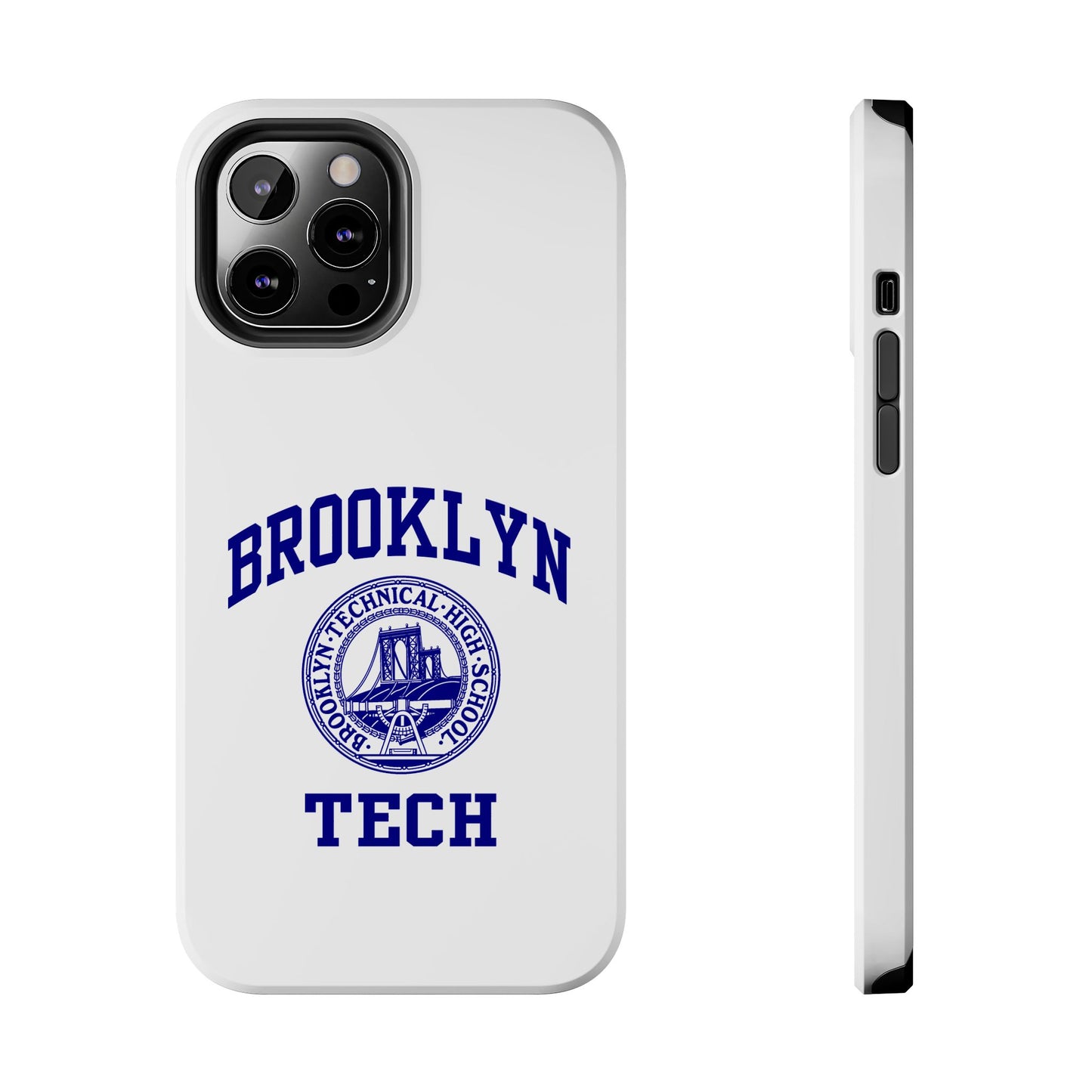 Brooklyn Tech Classic Logo - Tough Phone Cases - White With Navy-Blue Graphic
