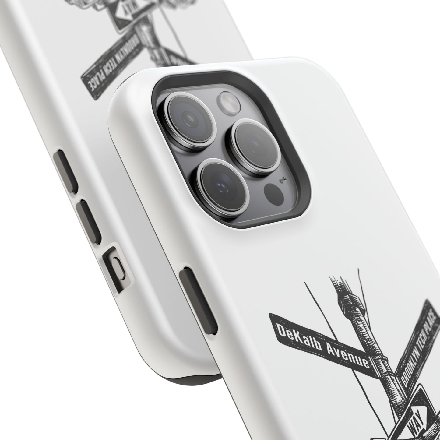 Dekalb Ave & Brooklyn Tech Pl (black graphic) - Impact-Resistant Phone Cases - White