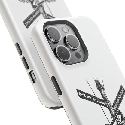 Dekalb Ave & Brooklyn Tech Pl (black graphic) - Impact-Resistant Phone Cases - White