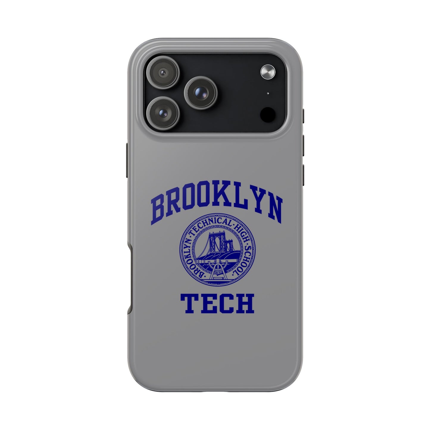 Brooklyn Tech Classic Logo - Tough Phone Case - Grey with Navy-Blue graphics