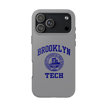 Brooklyn Tech Classic Logo - Tough Phone Case - Grey with Navy-Blue graphics