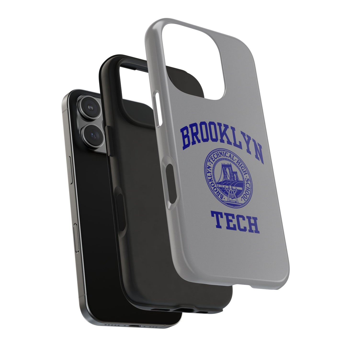 Brooklyn Tech Classic Logo - Tough Phone Case - Grey with Navy-Blue graphics