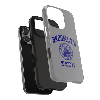 Brooklyn Tech Classic Logo - Tough Phone Case - Grey with Navy-Blue graphics