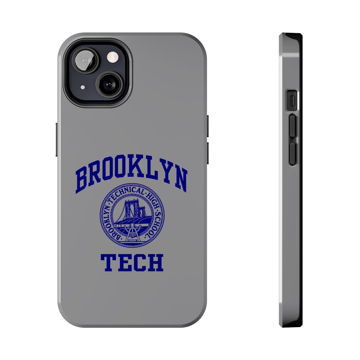 Brooklyn Tech Classic Logo - Tough Phone Case - Grey with Navy-Blue graphics