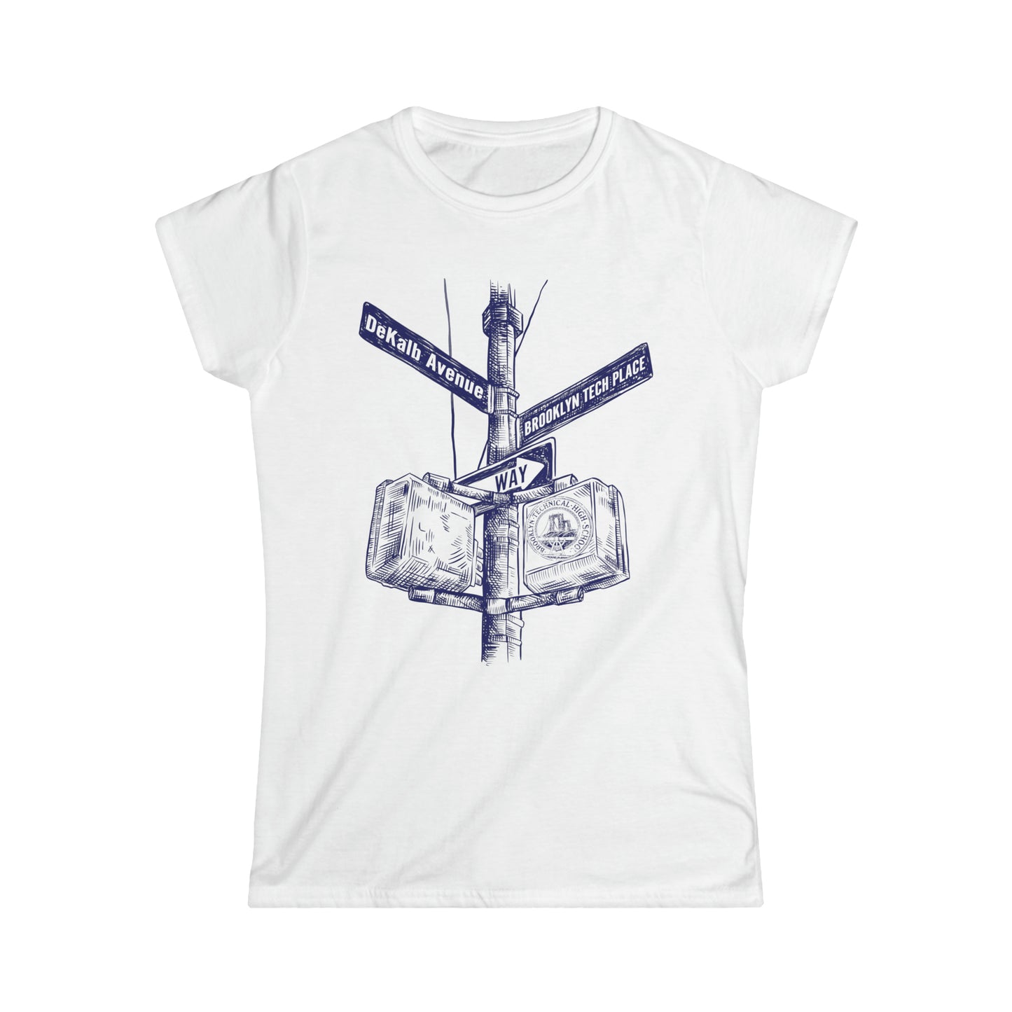 Boutique - Dekalb Ave & Brooklyn Tech Pl - Ladies Softstyle T-Shirt - (blue Graphic)