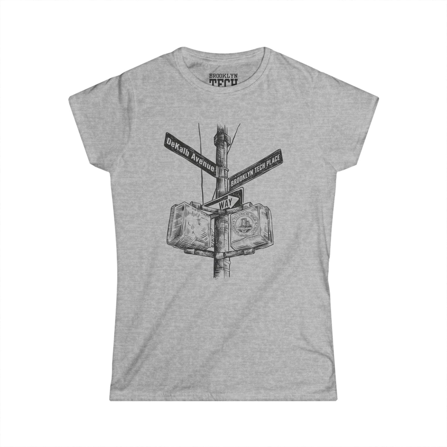 Boutique - Dekalb Ave & Brooklyn Tech Pl - Ladies Softstyle T-Shirt - Black Graphic