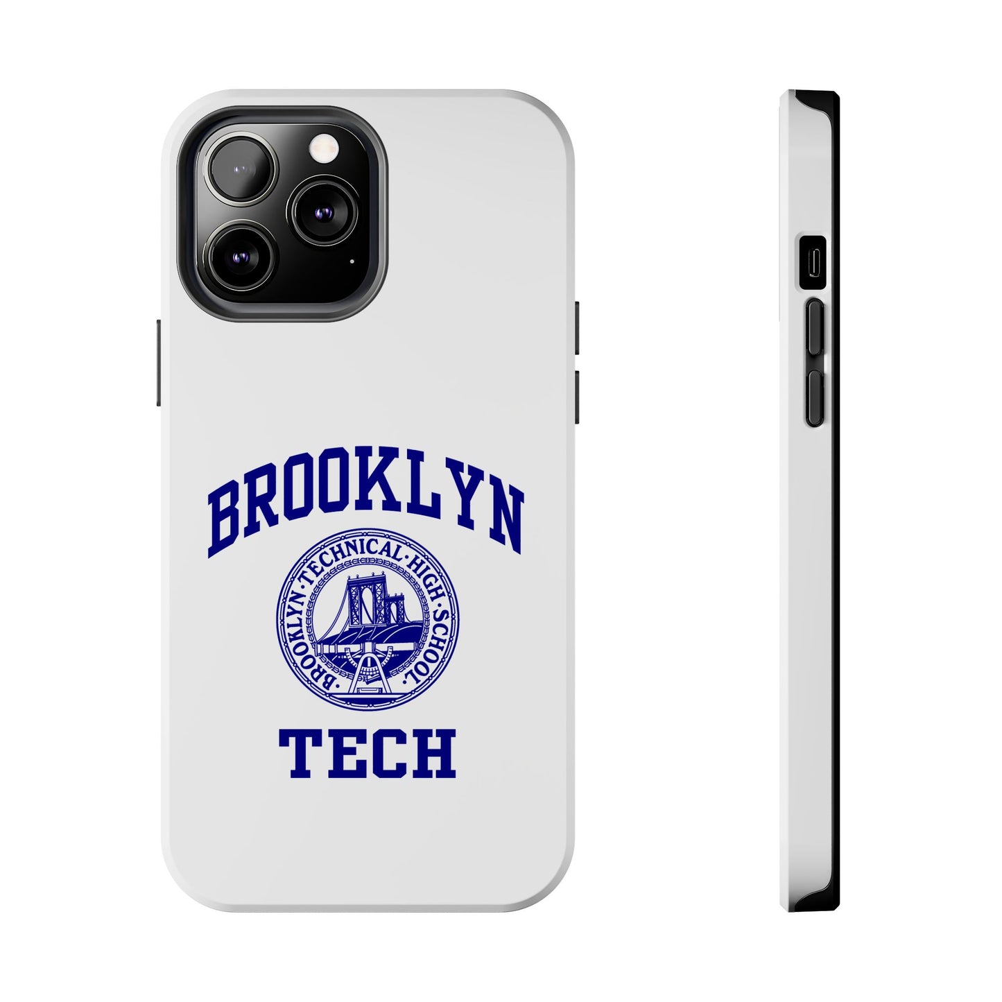 Brooklyn Tech Classic Logo - Tough Phone Cases - White With Navy-Blue Graphic