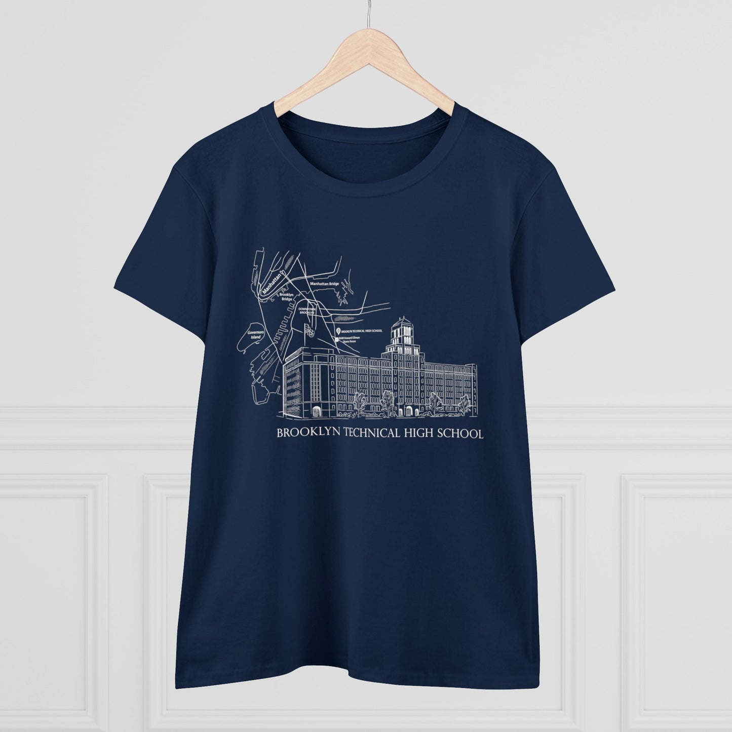 Boutique - Monochrome Building & Map - Ladies Midweight Cotton T-Shirt