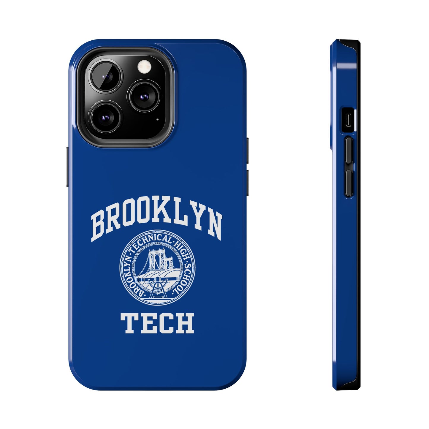 Brooklyn Tech Classic Logo - Tough Phone Cases - Navy blue with white graphics