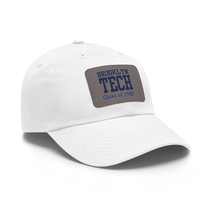 Classic Brooklyn Tech - Hat with Leather Patch (Rectangle) - Class of 1985 - Navy Font