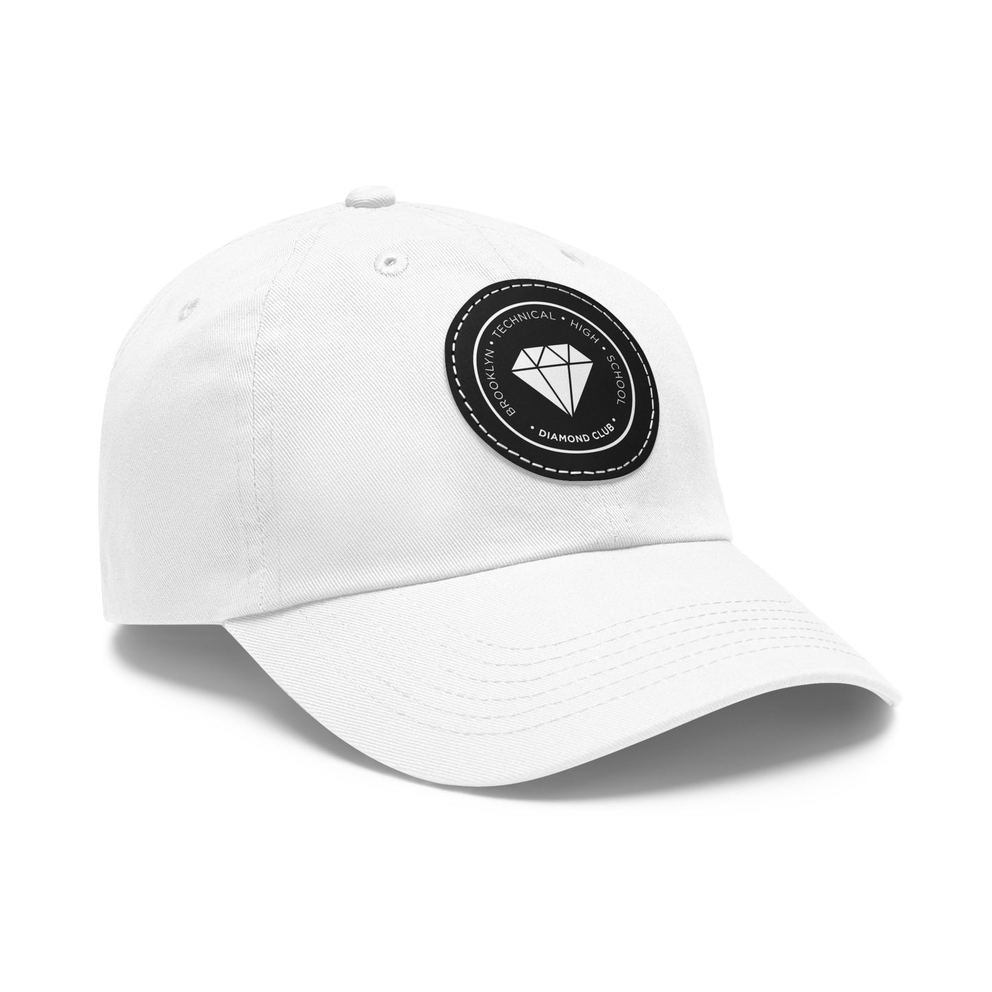 Diamond Club Logo - Hat With Circular Leather Patch - White