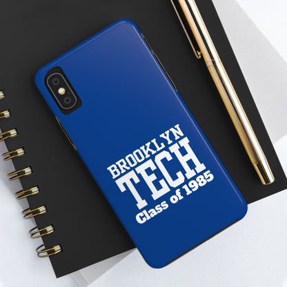 Brooklyn Tech Class Of 1985 Tough Phone Case - Navy-Blue With White Graphics
