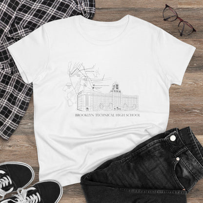 Boutique - Monochrome Building & Map - Ladies Midweight Cotton T-Shirt