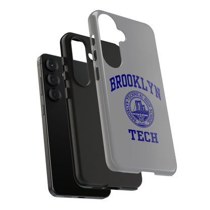 Brooklyn Tech Classic Logo - Tough Phone Case - Grey with Navy-Blue graphics