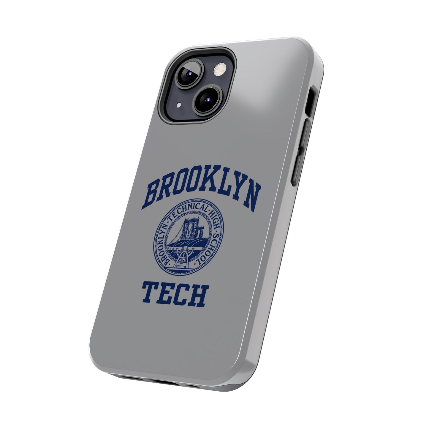 Classic Logo with Brooklyn Tech - Tough Phone Case - Grey with Navy-Blue graphics