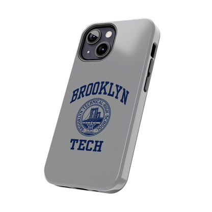 Classic Logo with Brooklyn Tech - Tough Phone Case - Grey with Navy-Blue graphics