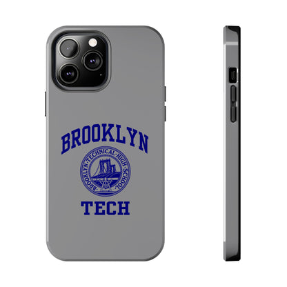 Brooklyn Tech Classic Logo - Tough Phone Case - Grey with Navy-Blue graphics