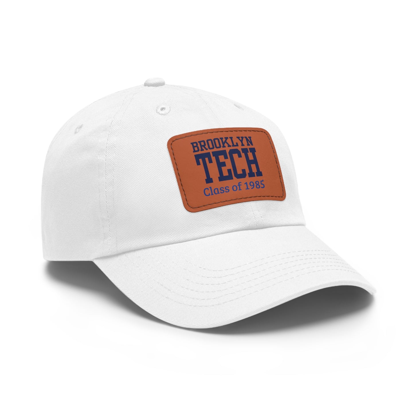 Classic Brooklyn Tech - Hat with Leather Patch (Rectangle) - Class of 1985 - Navy Font