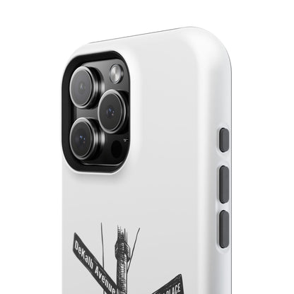 Dekalb Ave & Brooklyn Tech Pl (black graphic) - Impact-Resistant Phone Cases - White