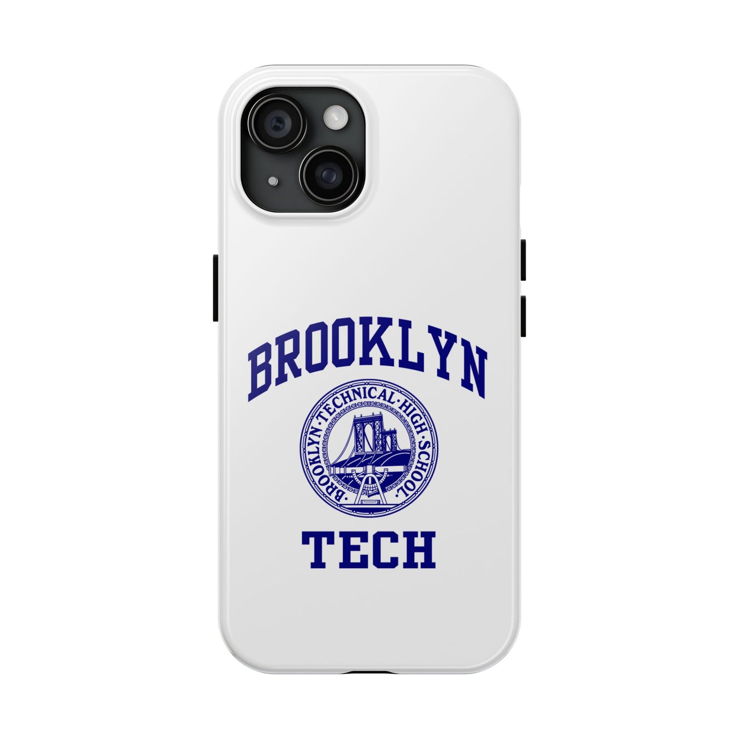 Brooklyn Tech Classic Logo - Tough Phone Cases - White with navy-blue graphic