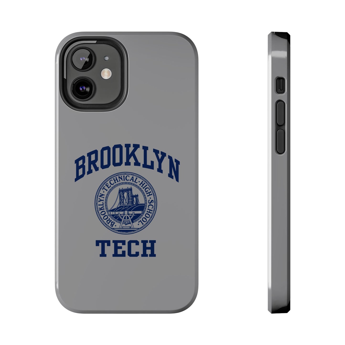 Classic Logo with Brooklyn Tech - Tough Phone Case - Grey with Navy-Blue graphics