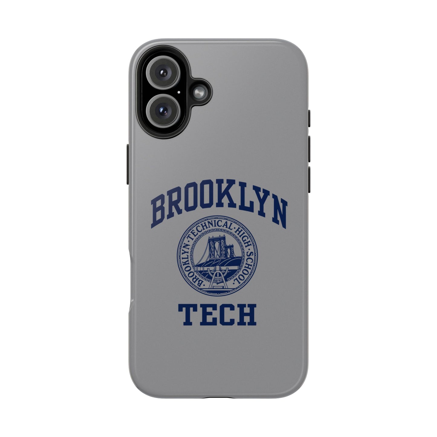 Classic Logo with Brooklyn Tech - Tough Phone Case - Grey with Navy-Blue graphics
