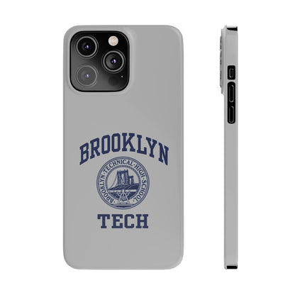 Brooklyn Tech Slim Phone Case - Grey with Navy-Blue Logo