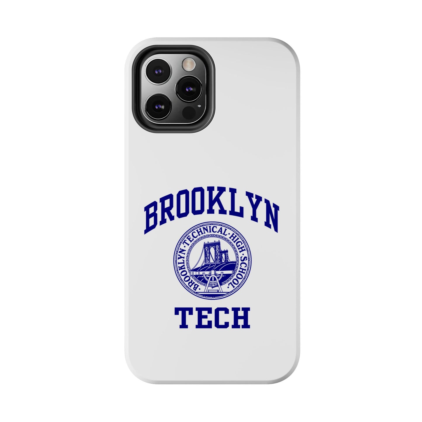Brooklyn Tech Classic Logo - Tough Phone Cases - White with navy-blue graphic