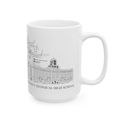 Tech Building - Ceramic Mug, (11oz, 15oz) - B&w