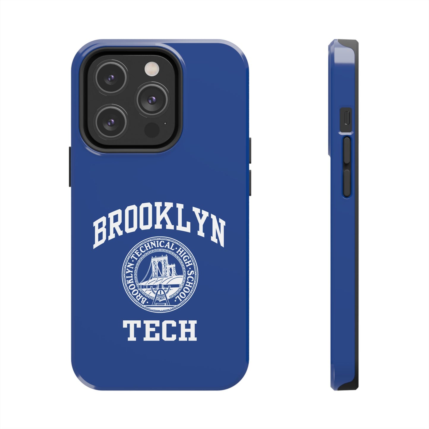 Brooklyn Tech Classic Logo - Tough Phone Cases - Navy blue with white graphics