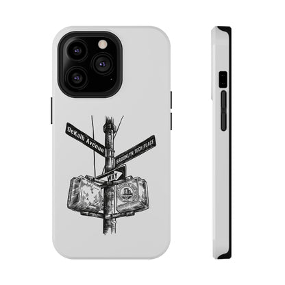 Dekalb Ave & Brooklyn Tech Pl (black graphic) - Impact-Resistant Phone Cases - White