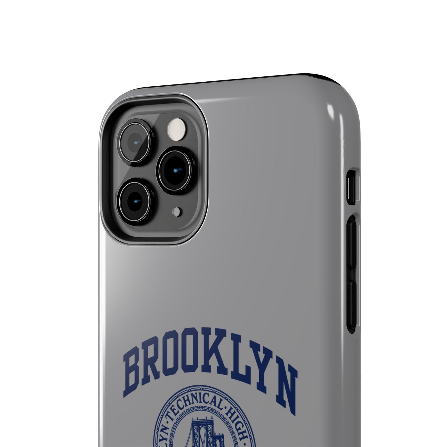 Classic Logo with Brooklyn Tech - Tough Phone Case - Grey with Navy-Blue graphics