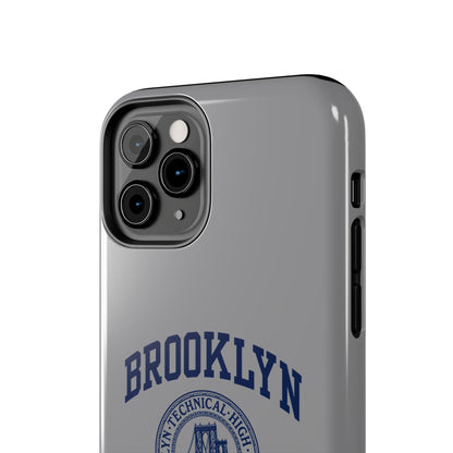 Classic Logo with Brooklyn Tech - Tough Phone Case - Grey with Navy-Blue graphics