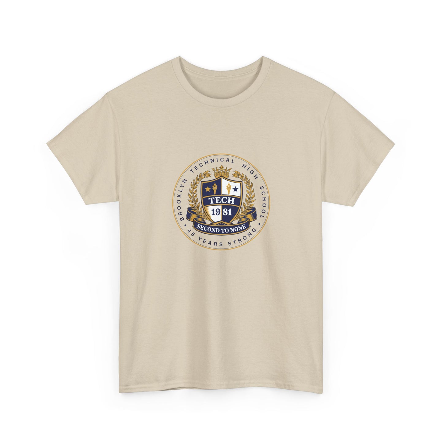 Class of 1981 45 Years Strong Men's Heavy Cotton T-Shirt - Navy Blue Logo
